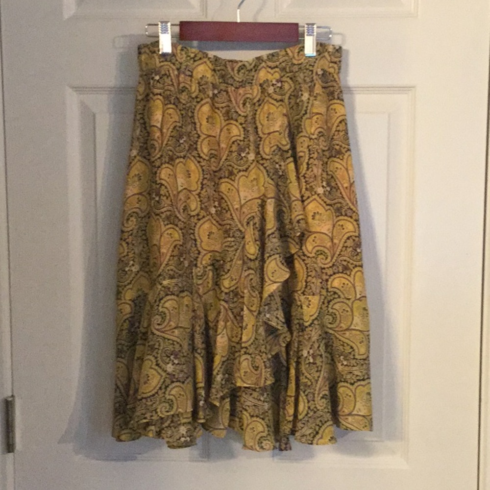 Loft yellow paisley skirt